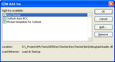 COM Add-ins dialog