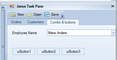 Janus combo box and buttons