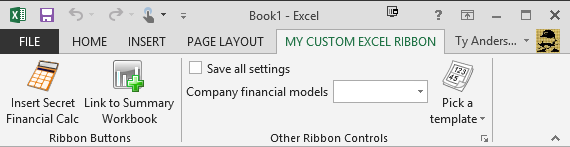 A custom Excel ribbon