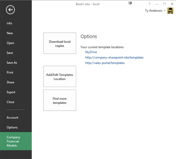 A custom Backstage view in Excel 2013