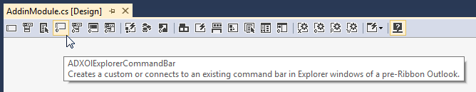 Use the ADXOLExplorerCommandBar component to create a custom toolbar for the Explorer window.