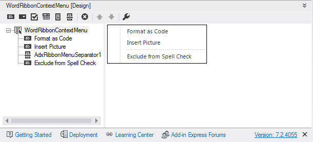 Designing a custom ribbon context menu for Word 2007 - 2013