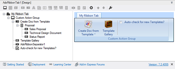 Designing a custom Word ribbon tab in Visual Studio